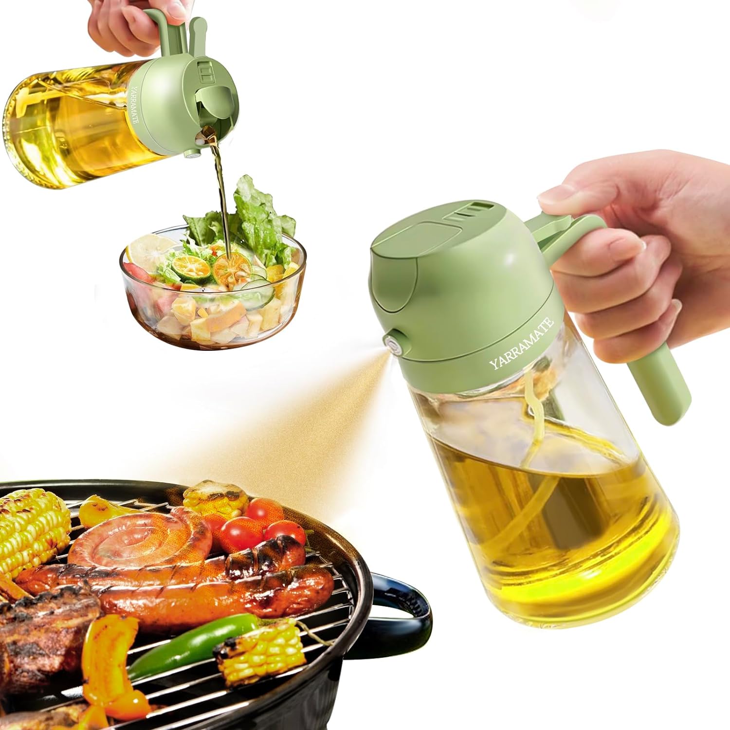 Oil Sprayer, Oil Dispenser Bottle, Glass Oil Bottle, Oil Spray Bottle, Food-grade Oil Mister for Air Fryer, Salad, Frying, BBQ -17oz/500ml (2 in 1) Oil Sprayer, Oil Dispenser Bottle, Glass Oil Bottle, Oil Spray Bottle, Food-grade Oil Mister for Air Fryer, Salad, Frying, BBQ -17oz/500ml (2 in 1)